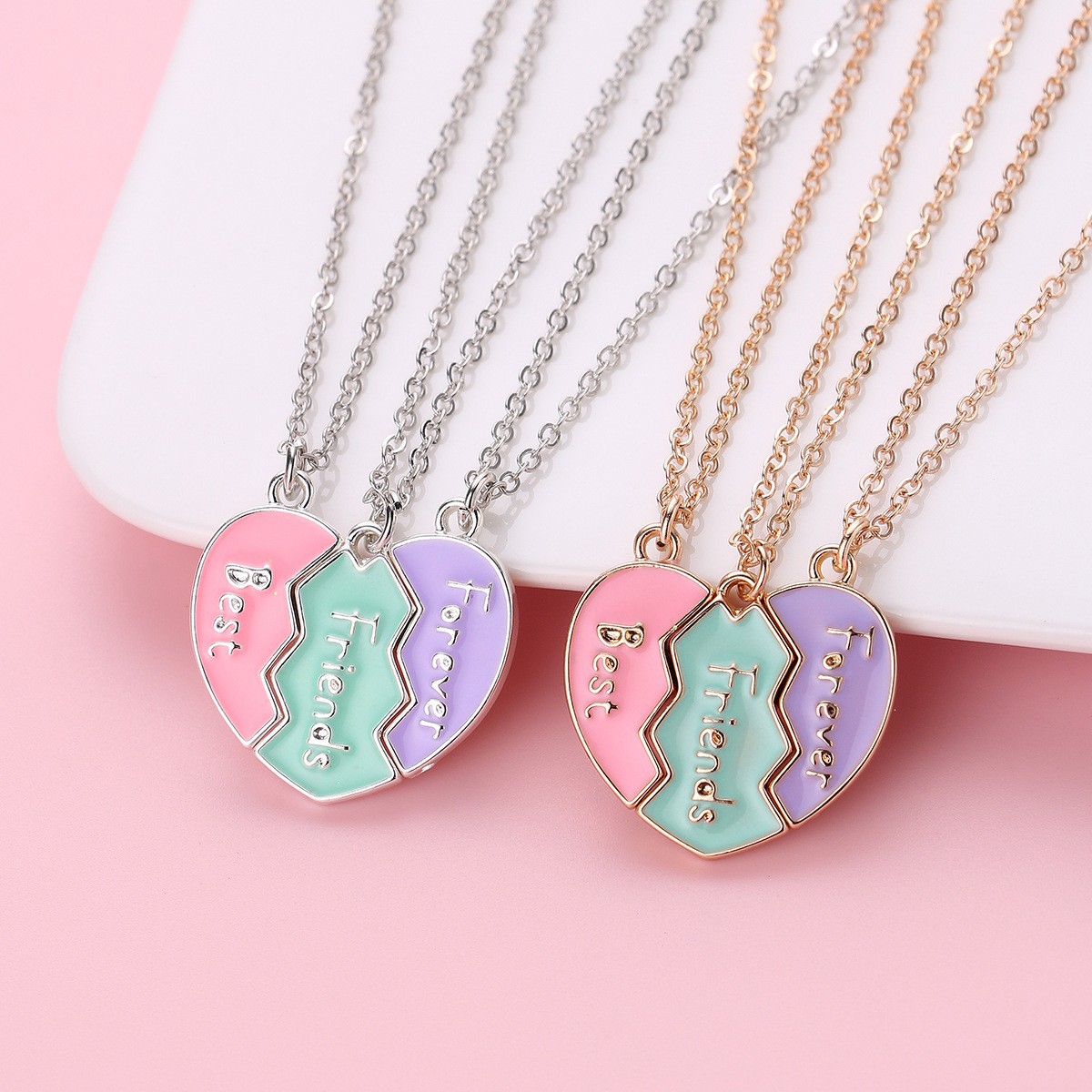Heart Three Bestie Necklace Set