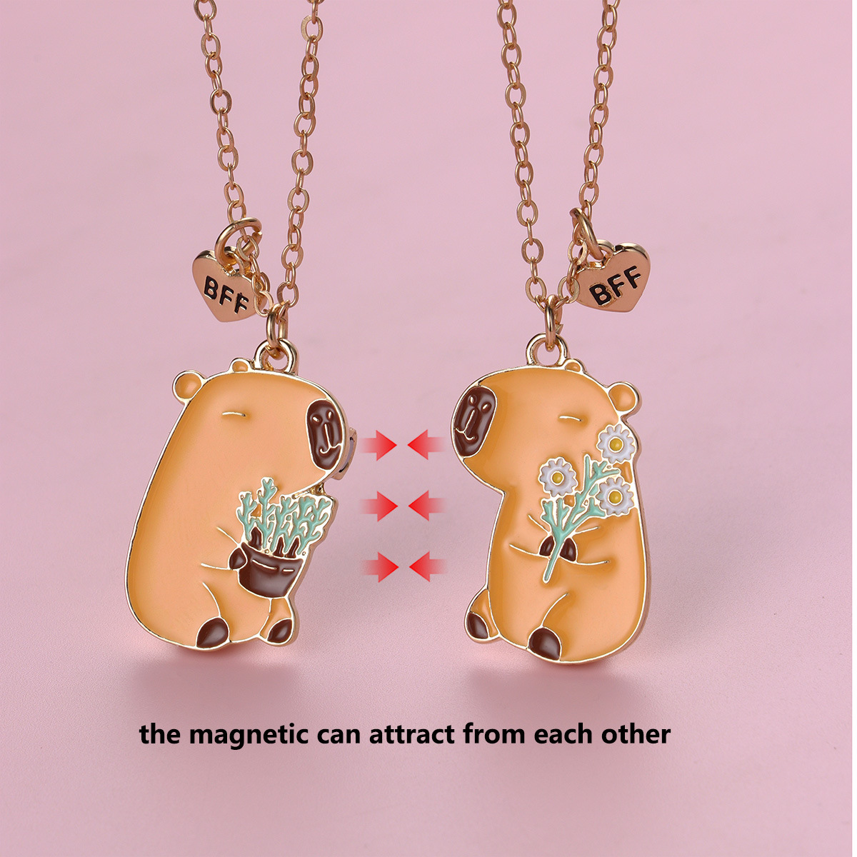 Capybara Magnet Couple Necklace