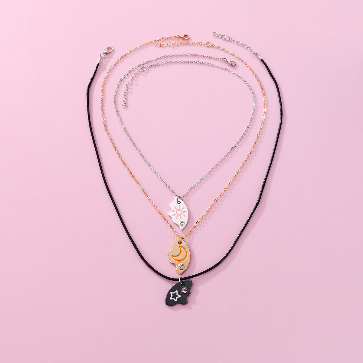 Star Moon Three-Person Necklace - image 4