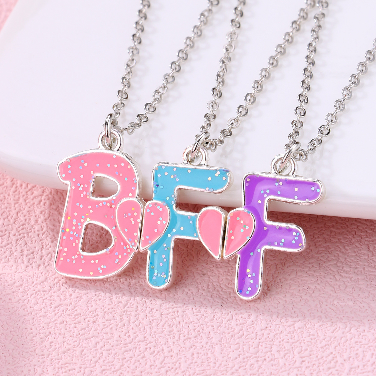 Letter Heart BFF Necklace Set - image 1