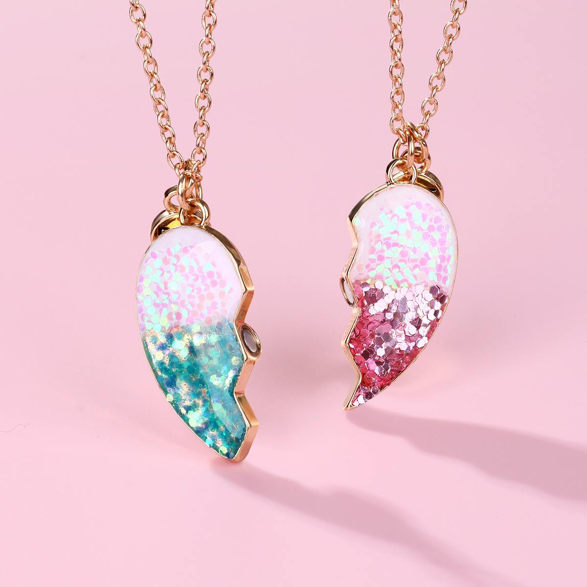 Gold Glitter Heart BFF Necklace - image 4