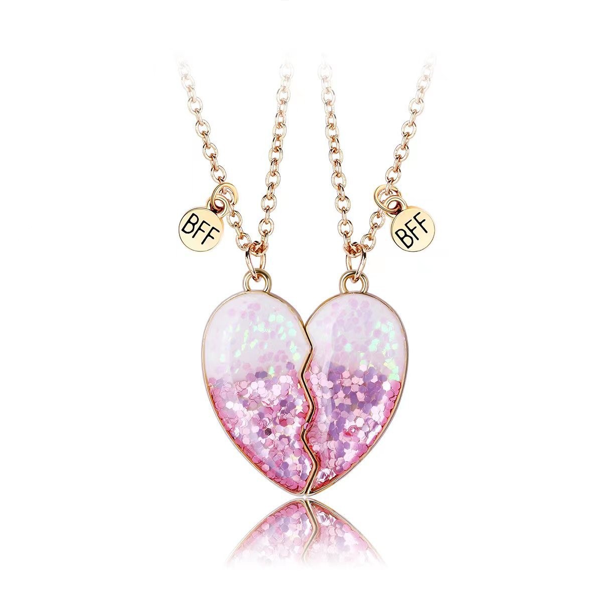 Gold Glitter Heart BFF Necklace - image 7